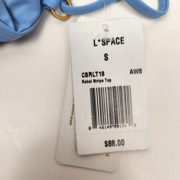 L*Space Rebel Stripe Bikini Top in Blue Pink Size Small NWT - Picture 4 of 5